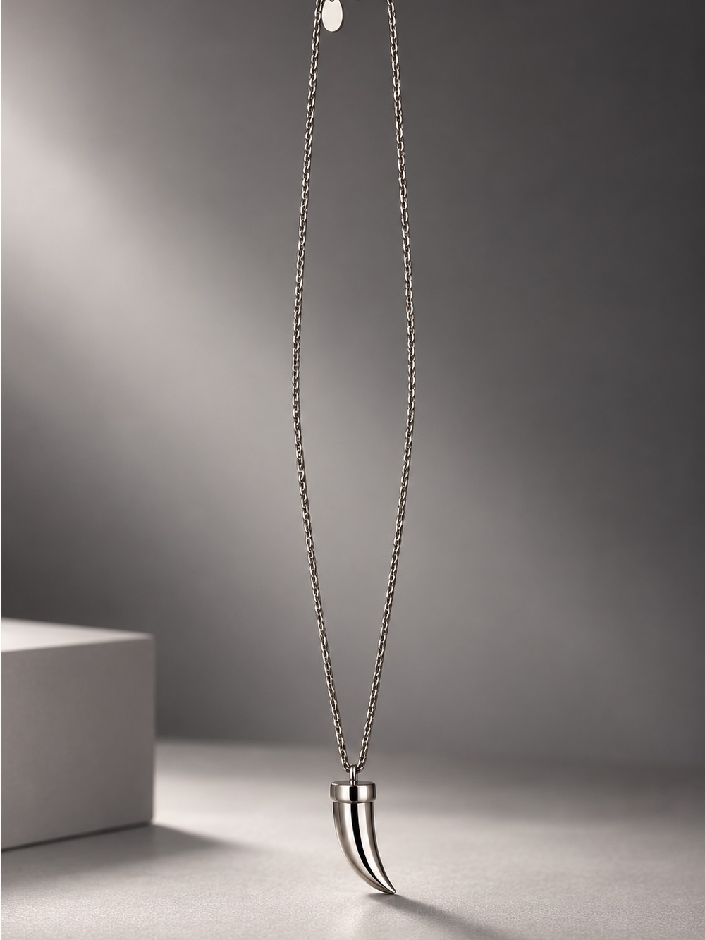 Banana Republic Silver Tone Horn Pendant Long Necklace